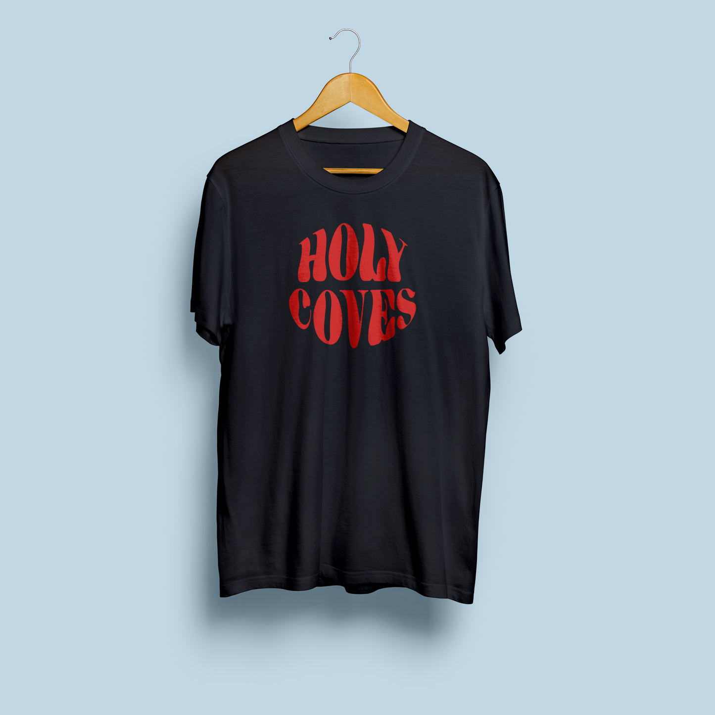 HOLY COVES LOGO BLACK WITH RED LOGO T-SHIRT