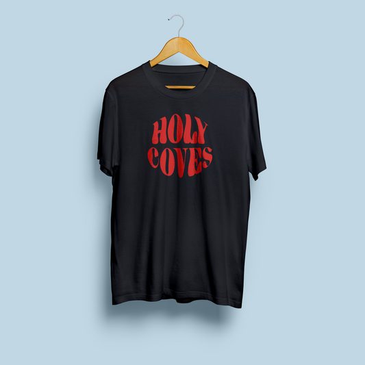 HOLY COVES LOGO BLACK WITH RED LOGO T-SHIRT [CROWDFUND PERK]