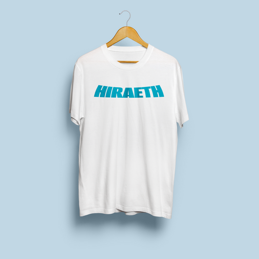 HIRAETH SKY BLUE LOGO WHITE T-SHIRT [PRE-ORDER] [CROWDFUND PERK]